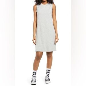 NWT BP Nordstrom French Terry Light Gray Heather Tank Dress Sleeveles